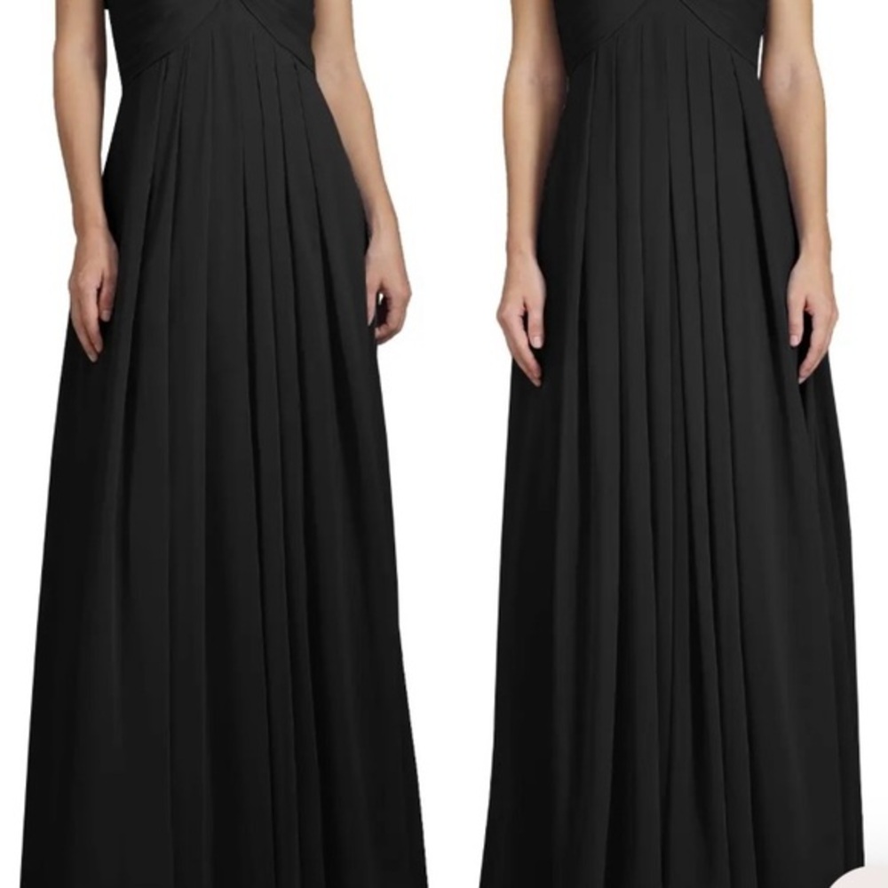 Azazie Black Formal Dress Size 10 Chiffon Empire Ruched Wedding